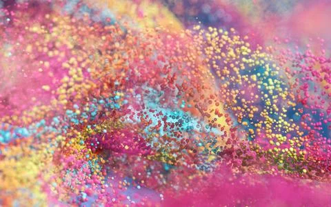 Colored particles with blue background, 3d rendering. Stock Illustration