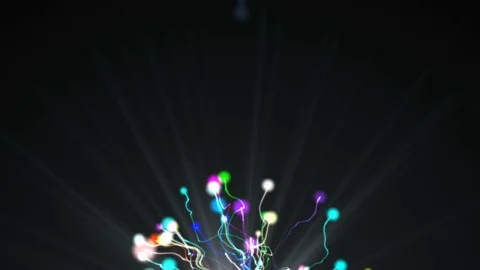 Colored particles from the bottom with a glow Stock Footage 70432844