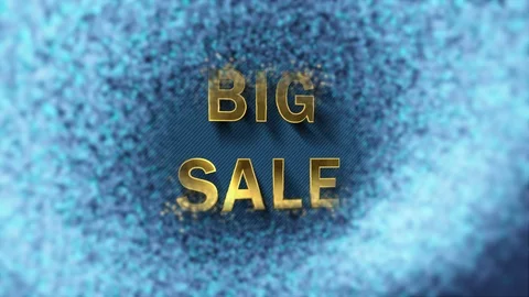 Colored particles turn into blue background and text - Big Sale Video stock 105989207