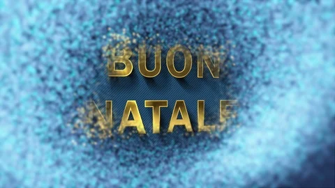 Colored particles turn into blue background and text - Buon Natale Video stock 105989589