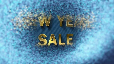 Colored particles turn into blue background and text - New Year Sale Video stock 105992145