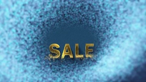 Colored particles turn into blue background and text - Sale Stock Footage 105992293