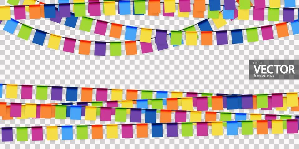 Colored party garlands with vector transparency Stock Illustration