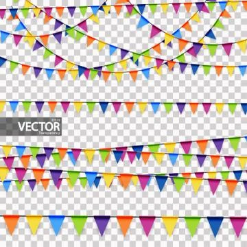 Colored party garlands with vector transparency Illustrazione stock