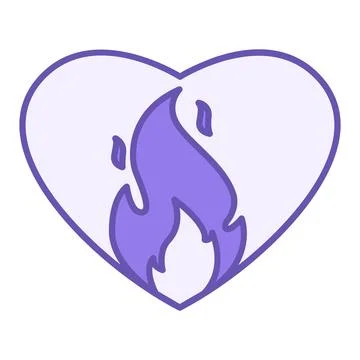 Colored Passion Icon. Vector Icon. Fire Inside the Heart. Strong Expressed .. Stock Illustration