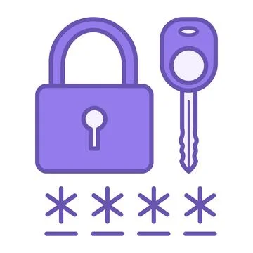 Colored Password Icon. Vector Illustration. Padlock, Key, and Hidden Code. .. Stockillustratie