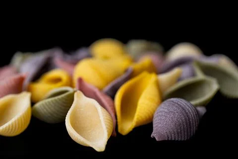 Colored pasta shells Stock Photos