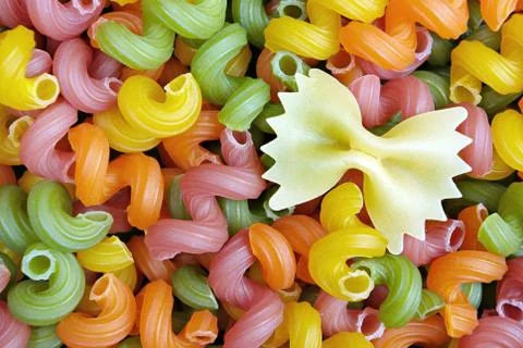 Colored pasta texture background. close up Stock Photos