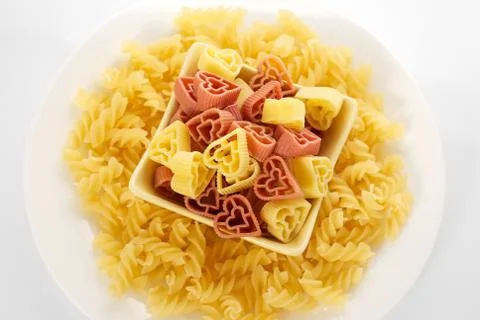 Colored Pasta uncooking Stock Photos