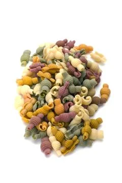 Colored pasta on white Stock Photos