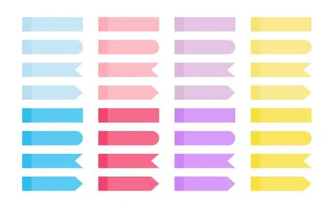 Colored pastel flat office note sticker set vector Stock Illustration