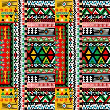 Colored patchwork design with african ethnic motifs Stock Illustration