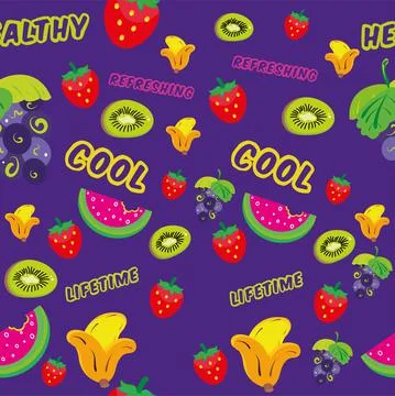 Colored pattern background with different fruits Vector Stock Illustration