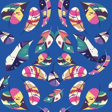 Colored pattern background with feathers Vector Stock Illustration