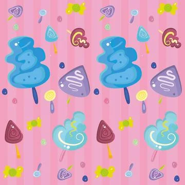 Colored pattern background with popsicles and ice creams Vector Stock Illustration