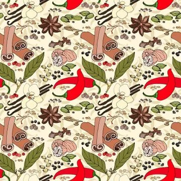 Colored pattern of spices. Stock Illustration