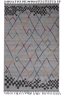 Colored patterned machine carpet on a white background Stock Photos