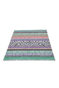 Colored patterned machine carpet on a white background Stock Photos
