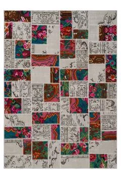 Colored patterned machine carpet on a white background Stock Photos