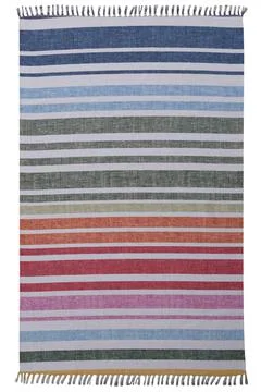 Colored patterned machine carpet on a white background Stock Photos