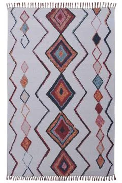 Colored patterned machine carpet on a white background Stock Photos