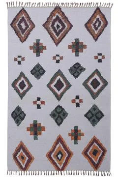 Colored patterned machine carpet on a white background Stock Photos