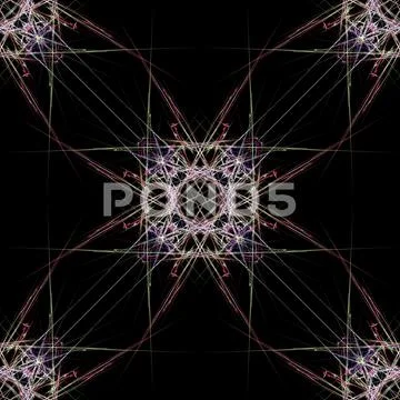 Colored patterns on a black background - seamless pattern Stock Illustration