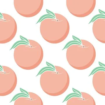 Colored peaches on white background simple seamless pattern Illustrazione stock