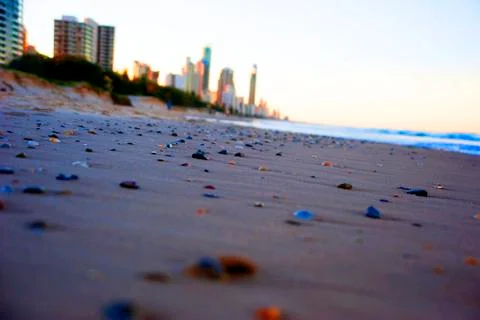 Colored pebbles on beach Stock Photos