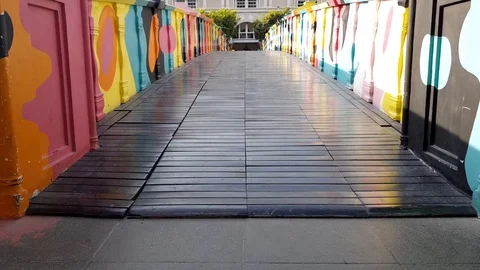 Colored Pedestrian Bridge Stock Footage 102618105