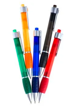 Colored pen on white Stock Photos
