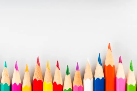 Colored pencil background on clear background Stock Photos