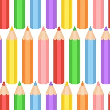 Colored pencil pattern on white background Stock Illustration