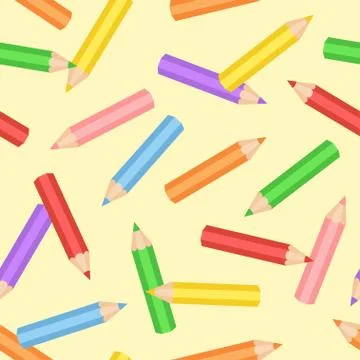 Colored pencil pattern on yellow background Stock Illustration