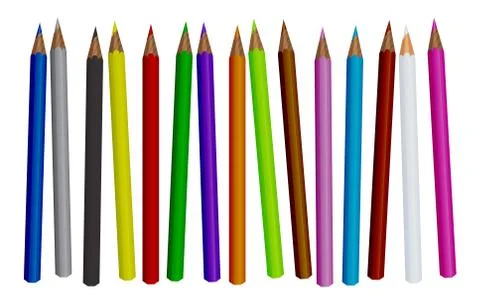 Colored pencil set isolated Stock Illustration
