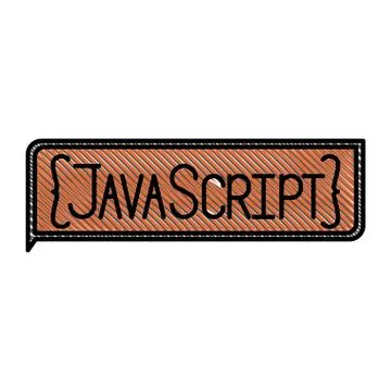 Colored pencil silhouette of rectangle text Java script Stock Illustration