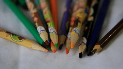 Colored pencil tips Stock Photos