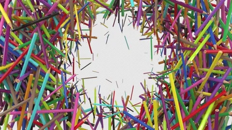 Colored Pencil Transition iris out for Education and Art Edits Stock-Footage 340407387