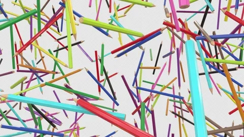 Colored Pencil Transition from the top than explode for Education and Art Ed Stock-Footage 340407331
