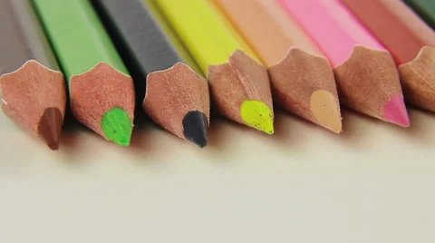 Colored pencil turning on a white background, closeup rotating Stock Footage 45622053