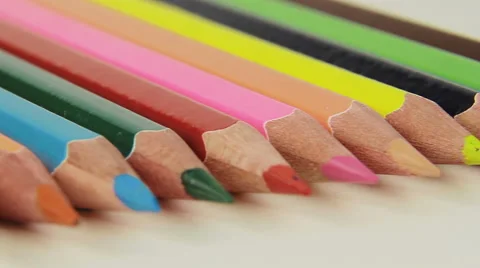 Colored pencil turning on a white background, closeup rotating Stock Footage 45622081