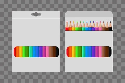 Colored pencil in a white package. Template design, clipart or layout for gra Stock Illustration