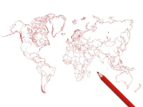 Colored pencil world map illustration Stock Illustration