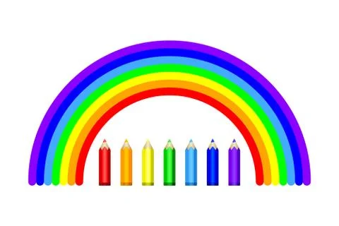 Colored pencils and rainbow. Vector EPS10 Stock Illustration