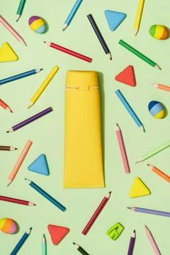 Colored Pencils background pattern. Back to School Stock Photos