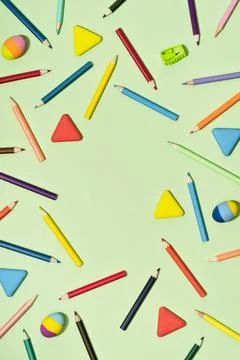 Colored Pencils background pattern. Back to School Stock Photos