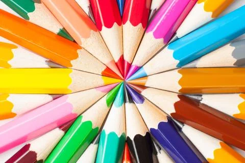 Colored pencils background Stock Photos