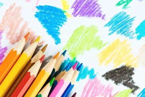 Colored pencils background Stock Photos