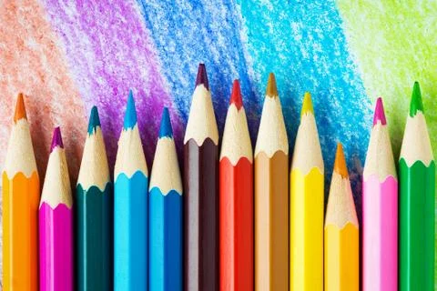 Colored pencils background Stock Photos