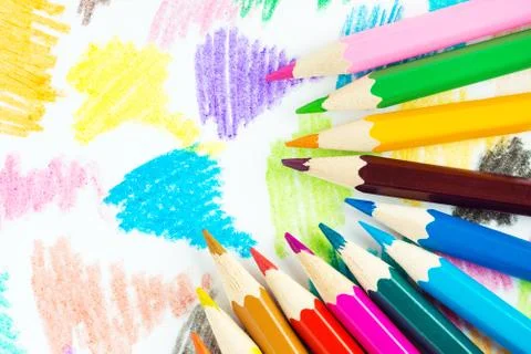 Colored pencils background Stock Photos